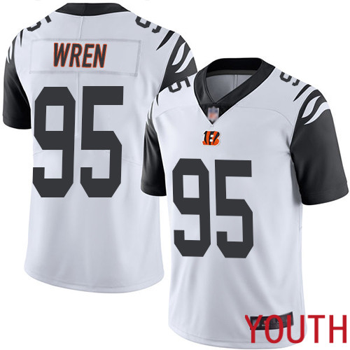 Cincinnati Bengals Limited White Youth Renell Wren Jersey NFL Footballl #95 Rush Vapor Untouchable